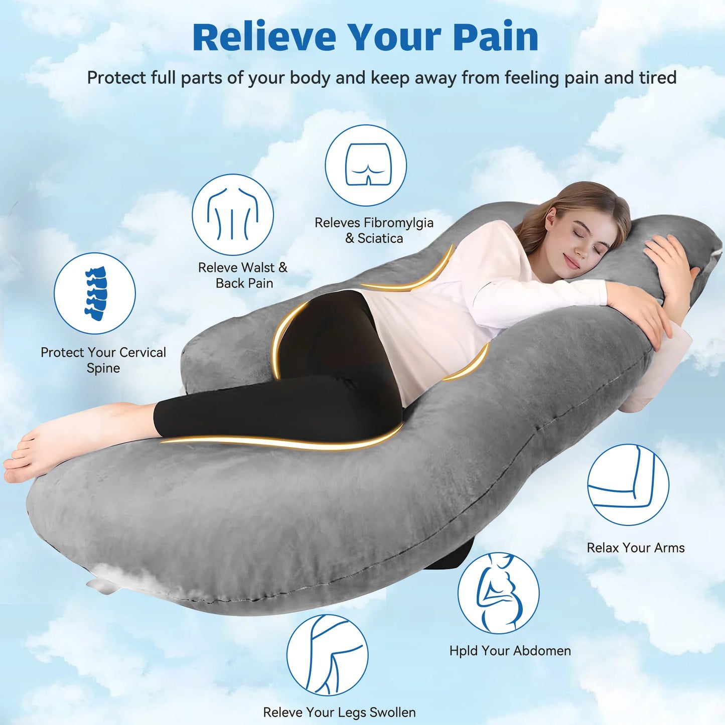 Pregnancy Pillows for Sleeping, U Shaped Full Body Maternity Pillow 70 Inch, Pregnant Women Must Haves Pillows with Removable Cover