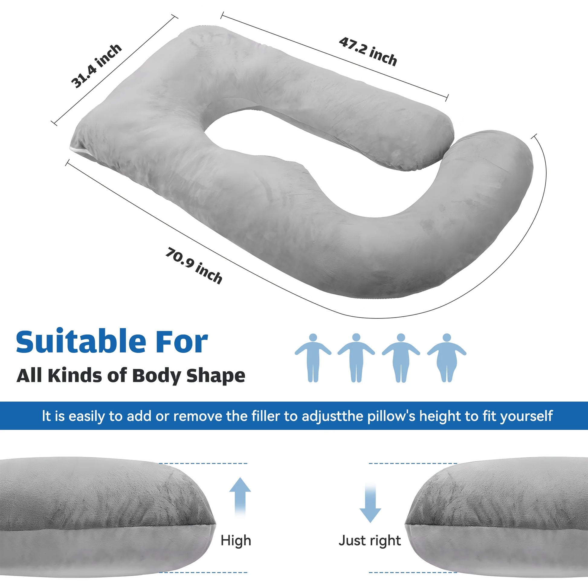 Pregnancy Pillows for Sleeping, U Shaped Full Body Maternity Pillow 70 Inch, Pregnant Women Must Haves Pillows with Removable Cover