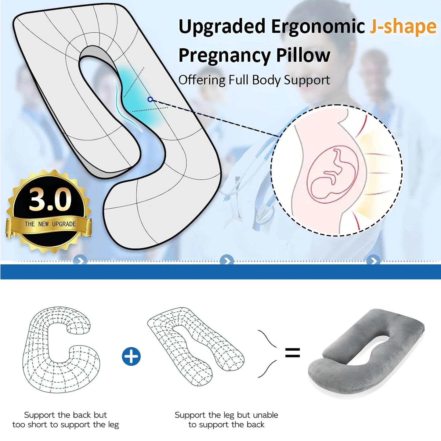Pregnancy Pillows for Sleeping, U Shaped Full Body Maternity Pillow 70 Inch, Pregnant Women Must Haves Pillows with Removable Cover